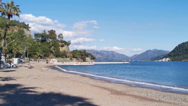 Icmeler Beach Marmaris Mugla Türkei Ein Sonniger Frühlingstag Icmeler Altn — Stockvideo