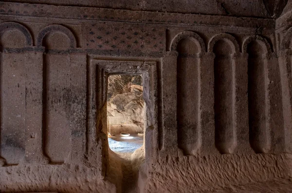 Gumusler Underground Monastery Courtyard Nigde Turquia Ruínas Monastery Gumusler Monastery — Fotografia de Stock