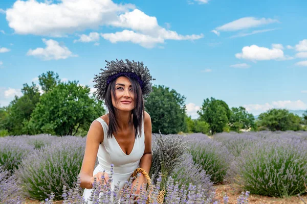 Paraíso Lavanda Turquia Kuyucak Village Isparta Turquia Mulher Bonita Campo — Fotografia de Stock