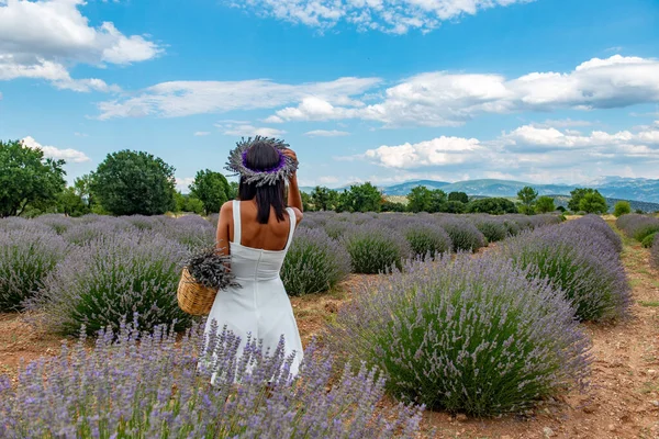 Paraíso Lavanda Turquia Kuyucak Village Isparta Turquia Mulher Bonita Campo — Fotografia de Stock