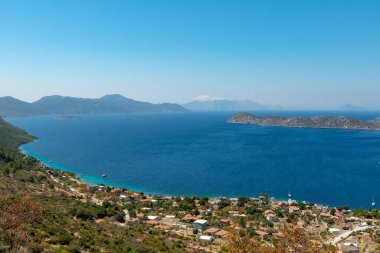Bozburun, Marmaris Mugla / Türkiye - 26 Ağustos 2018. Sogut Koyu Köyünden bir manzara 
