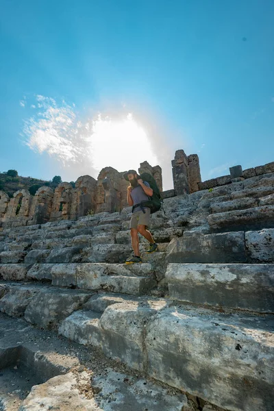 Aksu Antalya Turquía Agosto 2018 Excursionista Perge Perga Antik Kenti — Foto de Stock
