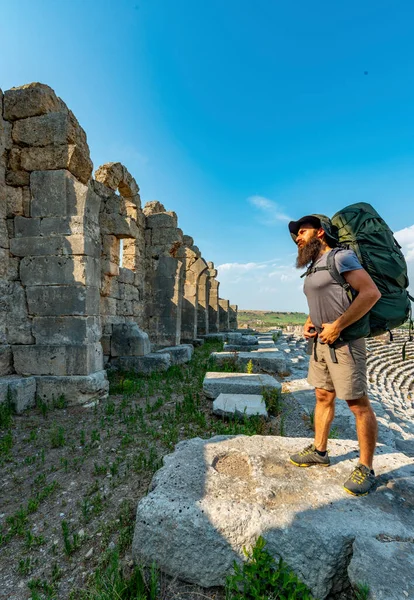 Aksu Antalya Turquía Agosto 2018 Excursionista Perge Perga Antik Kenti — Foto de Stock