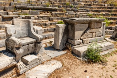 Aydın - Türkiye. Haziran 03.2019 Priene Antik Şehir Harabeleri. Soke, Aydın - Türkiye. Priene, Türkiye 'nin batısında Miletus' un hemen kuzeyinde yer alan antik bir Yunan kentidir. Eski bir Yunan kutsal şehriydi.