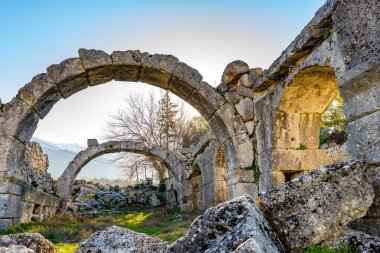 Fethiye, Mugla - Türkiye. 30 Ocak 2018. Tlos Antik Kenti, Türkiye 'nin Harabeleri