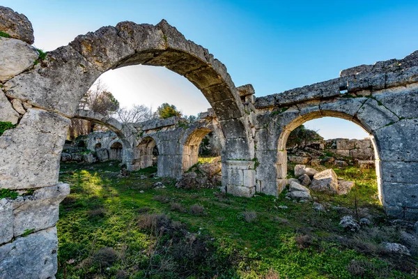 Fethiye Mugla Turcja Stycznia 2018 Ruiny Starożytnego Miasta Tlos Turcja — Zdjęcie stockowe