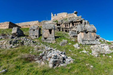 Fethiye, Mugla - Türkiye. 30 Ocak 2018. Tlos Antik Kenti, Türkiye 'nin Harabeleri
