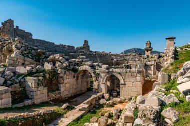 Kas, Antalya - Türkiye. 30 Ocak 2018. Antalya, Kas 'taki antik şehir Xanthos - Letoon (Xantos, Xhantos, Xanths) - Türkiye. 