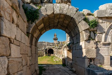 Kas, Antalya - Türkiye. 30 Ocak 2018. Antalya, Kas 'taki antik şehir Xanthos - Letoon (Xantos, Xhantos, Xanths) - Türkiye. 