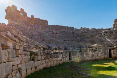 Kas, Antalya - Türkiye. 30 Ocak 2018. Antalya, Kas 'taki antik şehir Xanthos - Letoon (Xantos, Xhantos, Xanths) - Türkiye. 