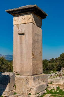 Kas, Antalya - Türkiye. 30 Ocak 2018. Antalya, Kas 'taki antik şehir Xanthos - Letoon (Xantos, Xhantos, Xanths) - Türkiye. 
