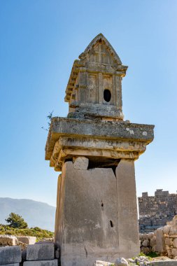 Kas, Antalya - Türkiye. 30 Ocak 2018. Antalya, Kas 'taki antik şehir Xanthos - Letoon (Xantos, Xhantos, Xanths) - Türkiye. 