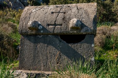 Kas, Antalya - Türkiye. 30 Ocak 2018. Antalya, Kas 'taki antik şehir Xanthos - Letoon (Xantos, Xhantos, Xanths) - Türkiye. 