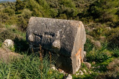 Kas, Antalya - Türkiye. 30 Ocak 2018. Antalya, Kas 'taki antik şehir Xanthos - Letoon (Xantos, Xhantos, Xanths) - Türkiye. 
