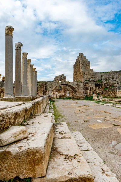 Antalya Turchia Febbraio 2018 Perge Ancient City Antalya Turchia Perge — Foto Stock