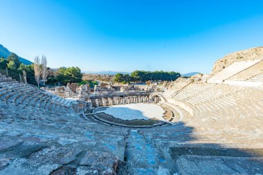 Selçuk, İzmir - Türkiye. 25 Aralık 2017. Celsus Kütüphanesi. İzmir 'in Selcuk kentindeki Antik Efes Kenti - Türkiye