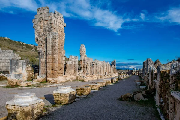 Antalya Turkije Februari 2018 Perge Ancient City Antalya Turkije — Stockfoto