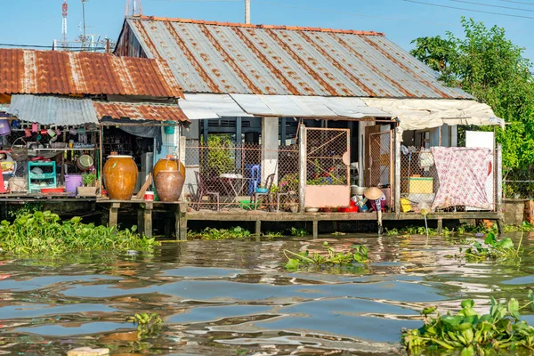 Mercado Saques Rio Mekong Perto Cidade Can Tho Delta Mekong — Fotografia de Stock