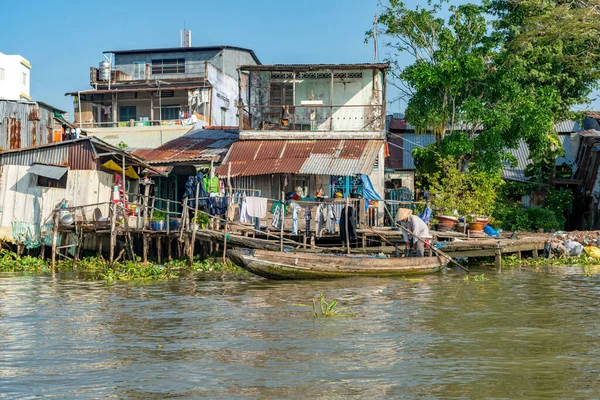 Mercado Saques Rio Mekong Perto Cidade Can Tho Delta Mekong — Fotografia de Stock