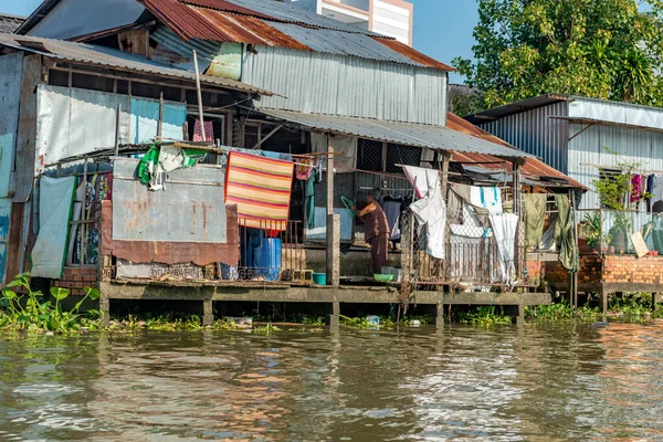 Mercado Saques Rio Mekong Perto Cidade Can Tho Delta Mekong — Fotografia de Stock