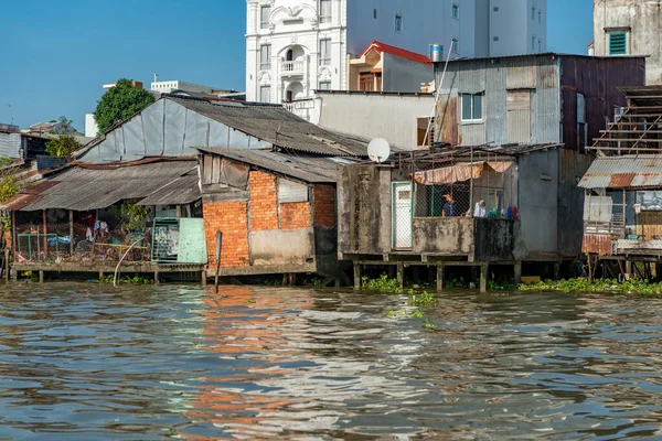 Mercado Saqueos Río Mekong Cerca Ciudad Can Tho Delta Del — Foto de Stock