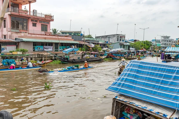 Δεκεμβρίου 2015 Τζαν Βιετνάμ Πλωτή Αγορά Στον Ποταμό Mekong Κοντά — Φωτογραφία Αρχείου