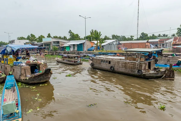 Mercado Saqueos Río Mekong Cerca Ciudad Can Tho Delta Del — Foto de Stock