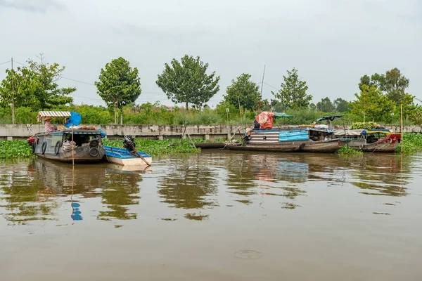 Mercado Saqueos Río Mekong Cerca Ciudad Can Tho Delta Del — Foto de Stock