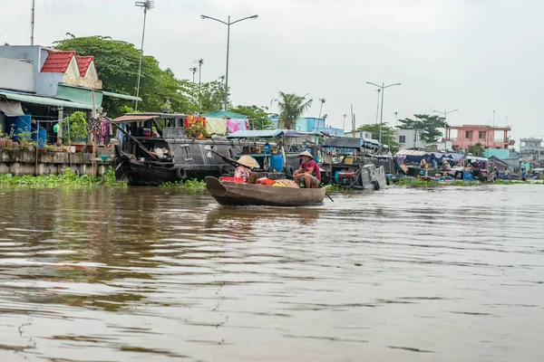 Dezembro 2015 Pode Vietname Mercado Saques Rio Mekong Perto Cidade — Fotografia de Stock