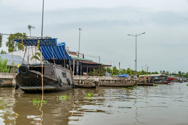 Mercado Saqueos Río Mekong Cerca Ciudad Can Tho Delta Del — Foto de Stock