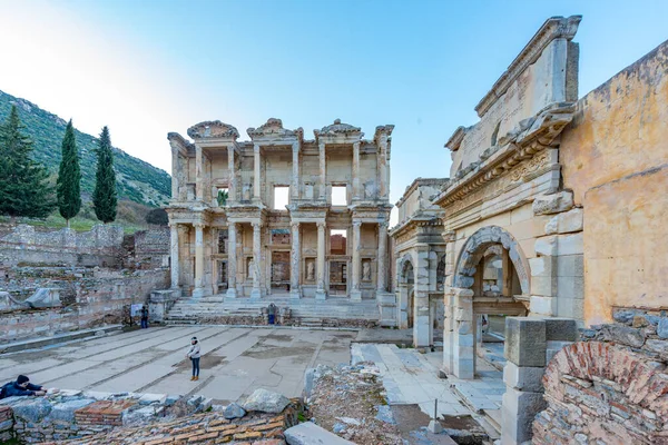 Selcuk Izmir Turcja Grudnia 2017 Biblioteka Celsusa Starożytne Miasto Efez — Zdjęcie stockowe