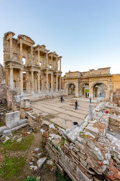 Selcuk Izmir Törökország 2017 December Celsus Könyvtár Ephesus Ősi Városa — Stock Fotó