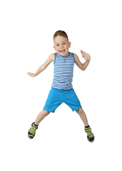 Мальчик прыгает — стоковое фото