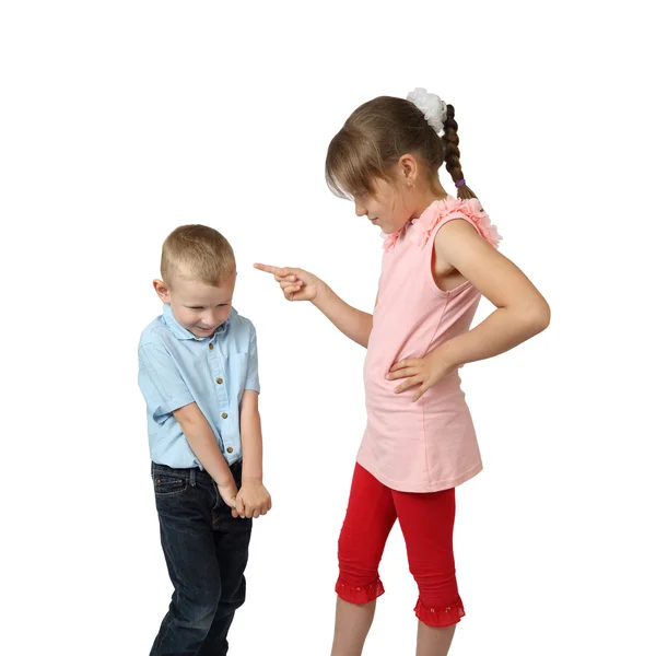 Girl scolding boy — Stock Photo, Image