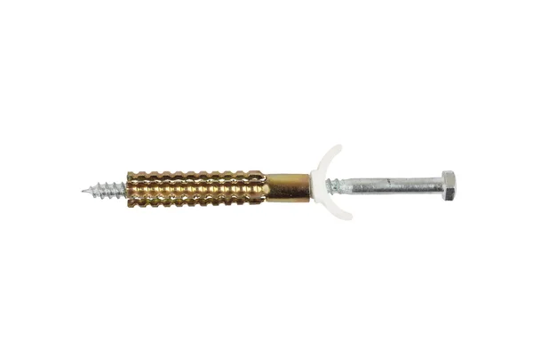 Dowel screw on white — Stock Photo, Image