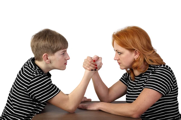 Armrestling på grå - Stock-foto