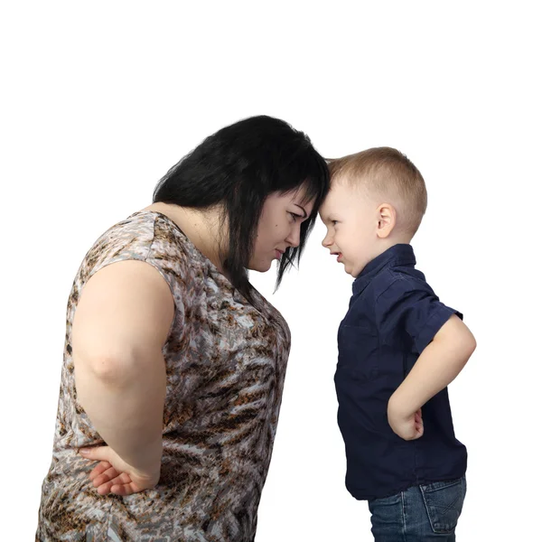 Mother and son resting heads against each other — Stock Photo, Image