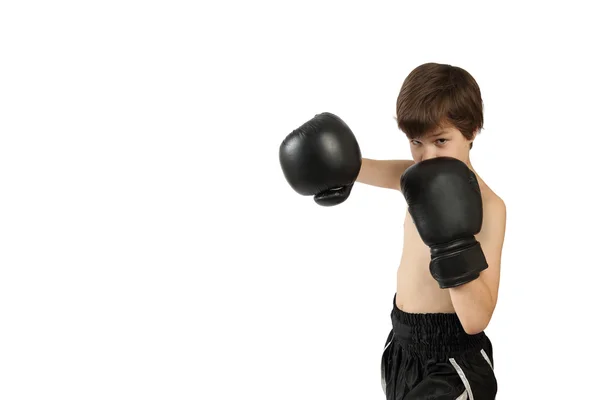 Boy kick boxer — Stockfoto