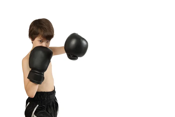 Boy kick boxer — Stockfoto