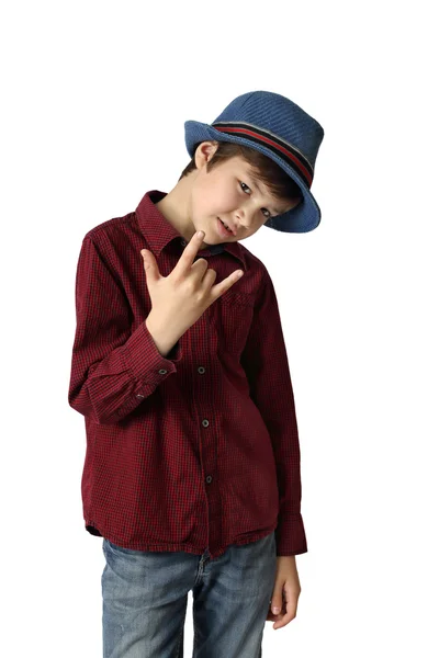 Jongen in blauwe hoed — Stockfoto