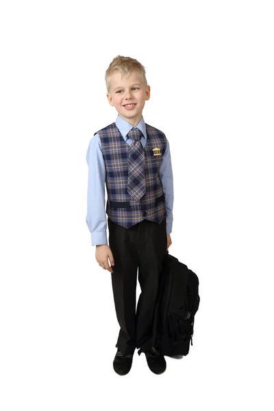 Школярка з шкільним рюкзаком — стокове фото
