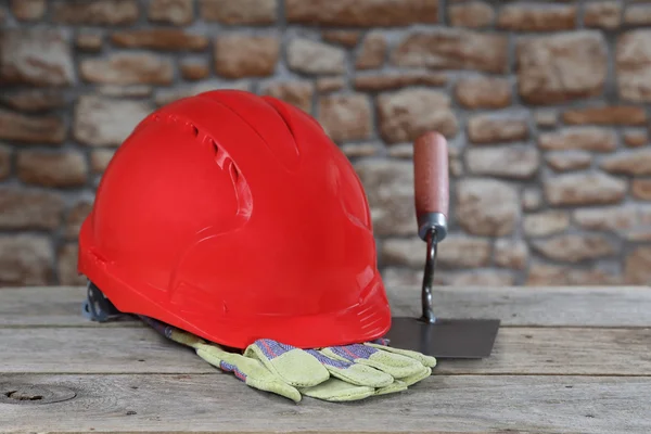 Red protective helmet — Stock Photo, Image