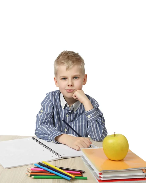 Schoolboy on white — Stock Photo, Image