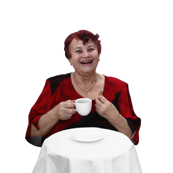 Senior woman laughs — Stock Photo, Image