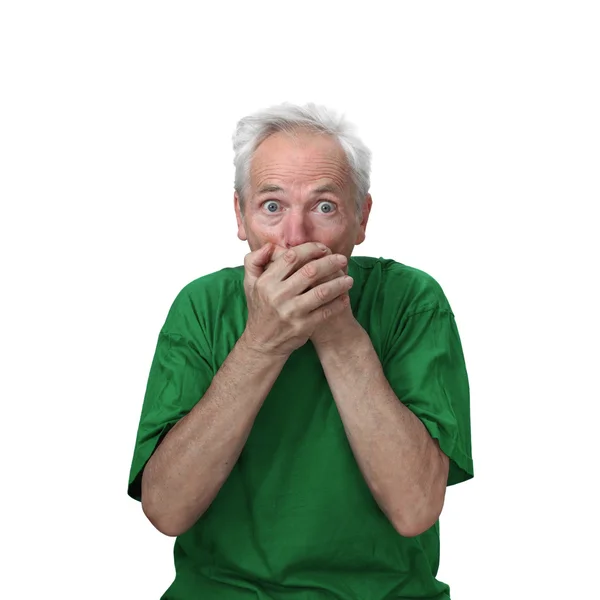 Senior man covered his mouth with hands Royalty Free Stock Images