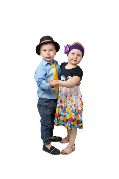 Niño y niña bailando — Foto de Stock