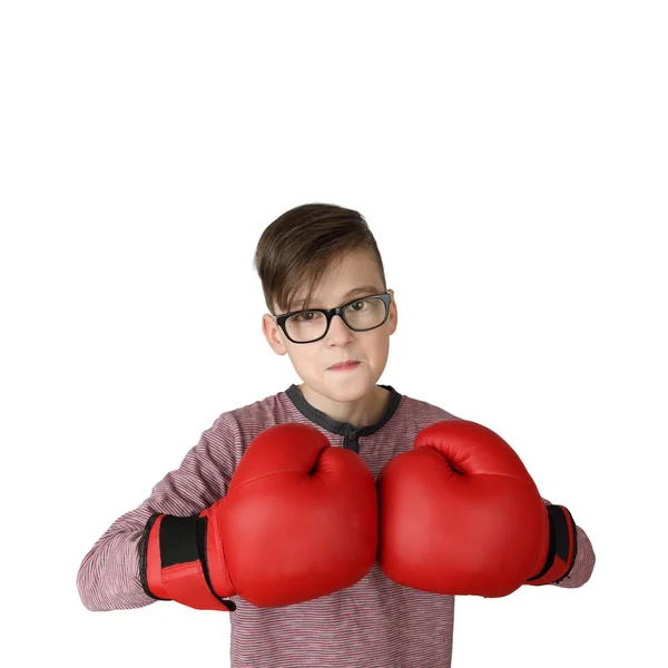 Pojke i boxning handskar — Stockfoto
