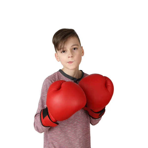 Pojke i boxning handskar — Stockfoto