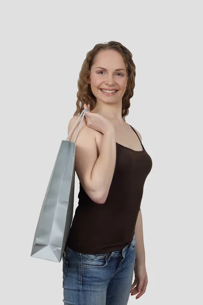 Mulher com saco de compras — Fotografia de Stock