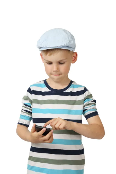 Boy with cell phone — Stock Photo, Image